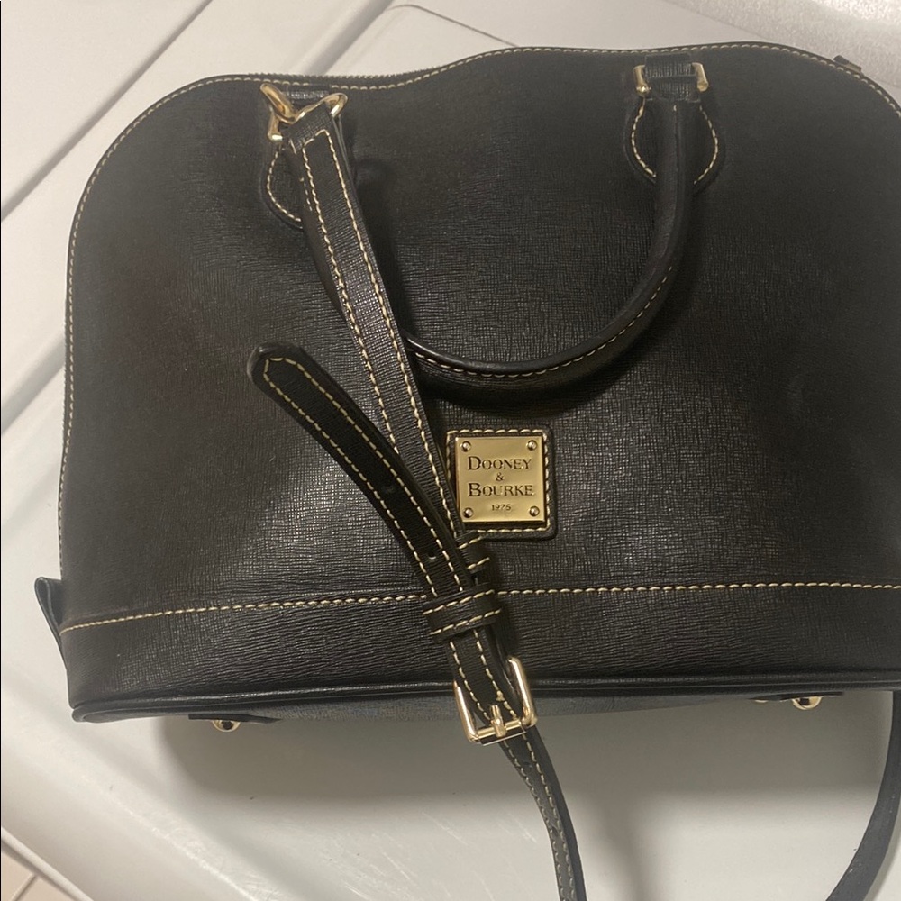 Dooney & Bourke Black Satchel with Gold Accents